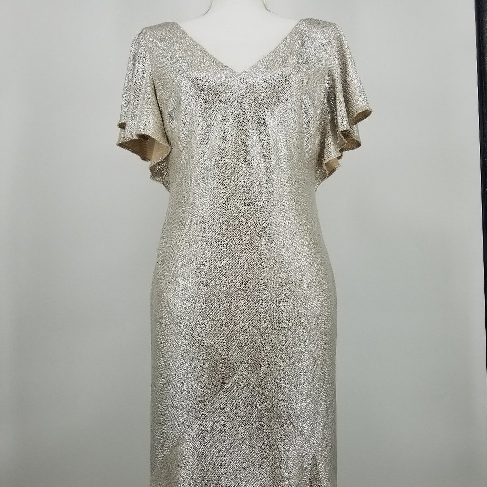 Ralph Lauren Flutter Sleeve Evening Dress 6 & 12 - Picture 7 of 13